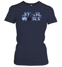 Load image into Gallery viewer, Star Wars Logo Millennium Falcon and Death Star Women Cotton T-Shirt