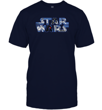 Load image into Gallery viewer, Star Wars Logo Millennium Falcon and Death Star Men Cotton T-Shirt