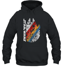 Load image into Gallery viewer, Star Wars Millennium Falcon Wears Retro Stripes Unisex Hooded Sweatshirt