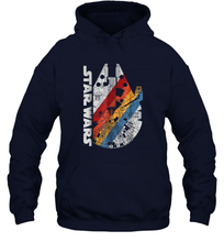 Load image into Gallery viewer, Star Wars Millennium Falcon Wears Retro Stripes Unisex Hooded Sweatshirt