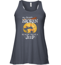 Load image into Gallery viewer, Womens My Broom Broken So Now I Drive A Jeeps Witch Funny Halloween Women Racerback Tank