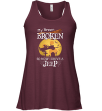 Load image into Gallery viewer, Womens My Broom Broken So Now I Drive A Jeeps Witch Funny Halloween Women Racerback Tank