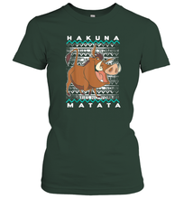 Load image into Gallery viewer, Disney Lion King Pumba Ugly Christmas Women Cotton T-Shirt