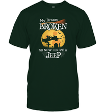 Load image into Gallery viewer, Womens My Broom Broken So Now I Drive A Jeeps Witch Funny Halloween Men Cotton T-Shirt