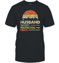 Load image into Gallery viewer, Husband Daddy Protector Hero T Shirt Dad Vintage Papa Gift Men Cotton T-Shirt