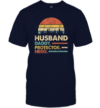 Load image into Gallery viewer, Husband Daddy Protector Hero T Shirt Dad Vintage Papa Gift Men Cotton T-Shirt
