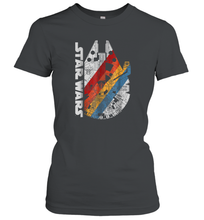 Load image into Gallery viewer, Star Wars Millennium Falcon Wears Retro Stripes Women Cotton T-Shirt