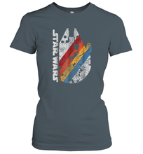 Load image into Gallery viewer, Star Wars Millennium Falcon Wears Retro Stripes Women Cotton T-Shirt