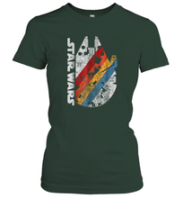 Load image into Gallery viewer, Star Wars Millennium Falcon Wears Retro Stripes Women Cotton T-Shirt