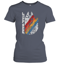 Load image into Gallery viewer, Star Wars Millennium Falcon Wears Retro Stripes Women Cotton T-Shirt