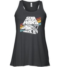 Load image into Gallery viewer, Star Wars Millennium Falcon Retro Rainbow Stripe Women Racerback Tank