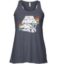 Load image into Gallery viewer, Star Wars Millennium Falcon Retro Rainbow Stripe Women Racerback Tank