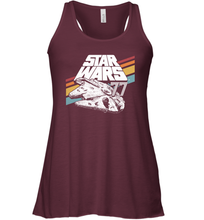 Load image into Gallery viewer, Star Wars Millennium Falcon Retro Rainbow Stripe Women Racerback Tank