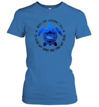 Load image into Gallery viewer, Into The Ocean I Go To Lose My Mind And Find My Soul Turtle Women Cotton T-Shirt