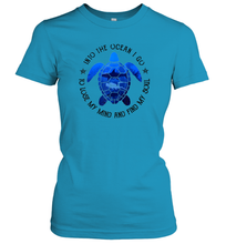 Load image into Gallery viewer, Into The Ocean I Go To Lose My Mind And Find My Soul Turtle Women Cotton T-Shirt
