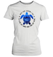 Load image into Gallery viewer, Into The Ocean I Go To Lose My Mind And Find My Soul Turtle Women Cotton T-Shirt