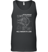 Load image into Gallery viewer, Star Wars Millennium Falcon Grey Schematics Graphic Men Cotton Tank Top