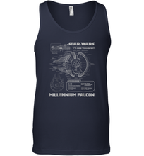 Load image into Gallery viewer, Star Wars Millennium Falcon Grey Schematics Graphic Men Cotton Tank Top