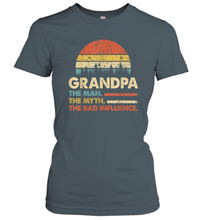 Load image into Gallery viewer, Mens Grandpa The Man The Myth The Bad Influence Women Cotton T-Shirt