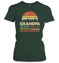 Load image into Gallery viewer, Mens Grandpa The Man The Myth The Bad Influence Women Cotton T-Shirt