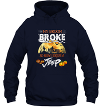 Load image into Gallery viewer, Womens My Broom Broke Now I Drive A Jeep Shirt Halloween Witch Gift Unisex Hooded Sweatshirt