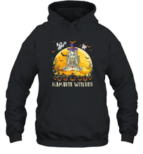 Load image into Gallery viewer, Womens Namaste Witches Love And Light Yoga Halloween Costume Gift Unisex Hooded Sweatshirt