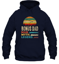 Load image into Gallery viewer, Bonus Dad The Man The Myth The Legend T Shirt Vintage Papa Unisex Hooded Sweatshirt