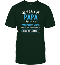 Load image into Gallery viewer, Funny Grandpa Gifts Shirts, Papa Partner In Crime Gifts Men Cotton T-Shirt