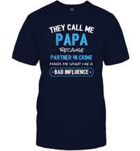 Load image into Gallery viewer, Funny Grandpa Gifts Shirts, Papa Partner In Crime Gifts Men Cotton T-Shirt