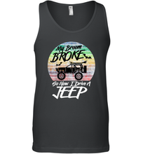 Load image into Gallery viewer, Womens My Broom Broke So Now I Drive A Jeep Witch Halloween Men Cotton Tank Top