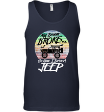Load image into Gallery viewer, Womens My Broom Broke So Now I Drive A Jeep Witch Halloween Men Cotton Tank Top