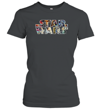 Load image into Gallery viewer, Womens Star Wars Vintage Scene Build Up Fill Logo Women Cotton T-Shirt
