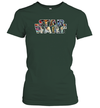 Load image into Gallery viewer, Womens Star Wars Vintage Scene Build Up Fill Logo Women Cotton T-Shirt