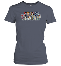 Load image into Gallery viewer, Womens Star Wars Vintage Scene Build Up Fill Logo Women Cotton T-Shirt