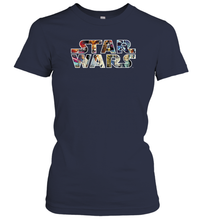 Load image into Gallery viewer, Womens Star Wars Vintage Scene Build Up Fill Logo Women Cotton T-Shirt