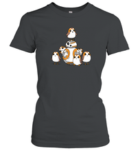 Load image into Gallery viewer, Star Wars Porgs Having Fun With BB 8 Portrait Women Cotton T-Shirt