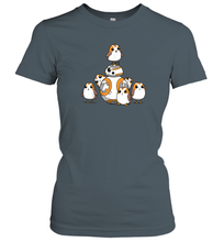 Load image into Gallery viewer, Star Wars Porgs Having Fun With BB 8 Portrait Women Cotton T-Shirt