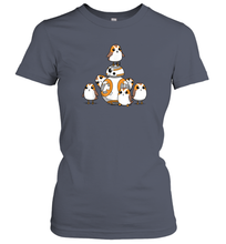 Load image into Gallery viewer, Star Wars Porgs Having Fun With BB 8 Portrait Women Cotton T-Shirt