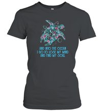 Load image into Gallery viewer, Into The Ocean I Go To Lose My Mind Find My Soul Turtle Women Cotton T-Shirt
