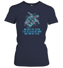 Load image into Gallery viewer, Into The Ocean I Go To Lose My Mind Find My Soul Turtle Women Cotton T-Shirt