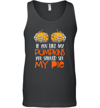 Load image into Gallery viewer, Womens If You Like My Pumpkins You Should See My Pie Halloween Men Cotton Tank Top