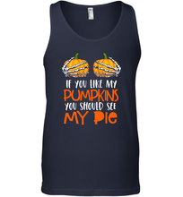 Load image into Gallery viewer, Womens If You Like My Pumpkins You Should See My Pie Halloween Men Cotton Tank Top