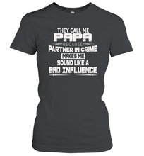 Load image into Gallery viewer, Funny Grandpa Gifts Shirts, Papa Partner In Crime Shirt Women Cotton T-Shirt