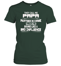Load image into Gallery viewer, Funny Grandpa Gifts Shirts, Papa Partner In Crime Shirt Women Cotton T-Shirt