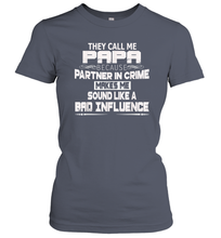Load image into Gallery viewer, Funny Grandpa Gifts Shirts, Papa Partner In Crime Shirt Women Cotton T-Shirt