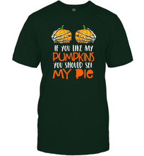 Load image into Gallery viewer, Womens If You Like My Pumpkins You Should See My Pie Halloween Men Cotton T-Shirt