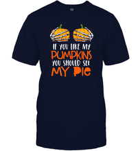 Load image into Gallery viewer, Womens If You Like My Pumpkins You Should See My Pie Halloween Men Cotton T-Shirt