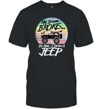 Load image into Gallery viewer, Womens My Broom Broke So Now I Drive A Jeep Witch Halloween Men Cotton T-Shirt