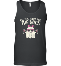 Load image into Gallery viewer, Womens Im Just Here For The Boos Ghost Wine Halloween Costume Girl Men Cotton Tank Top
