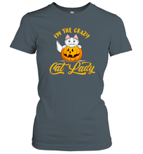 Load image into Gallery viewer, Womens Im The Crazy Cat Lady Pumpkin Halloween Costume Women Cotton T-Shirt